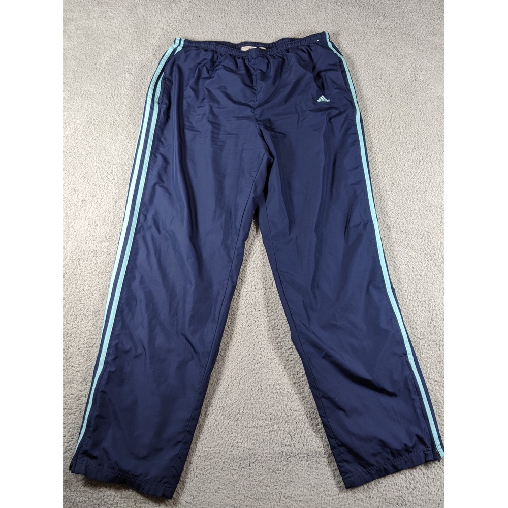 VTG Adidas Track Pants Men XL Navy Blue 3 Stripes Straight Leg Y2K Athleisure